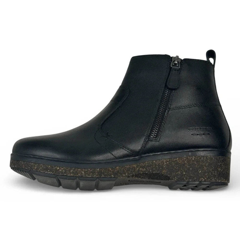 Josef Seibel Darla 02 Black Leather Ankle Boots Womens EU 40 US 9-9.5 New $170